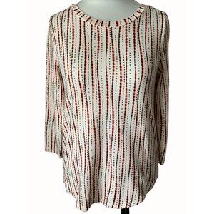 Liverpool long sleeve cream accented quarter sleeve knit top ladies Small